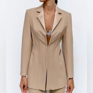 Zara Beige Longline Blazer